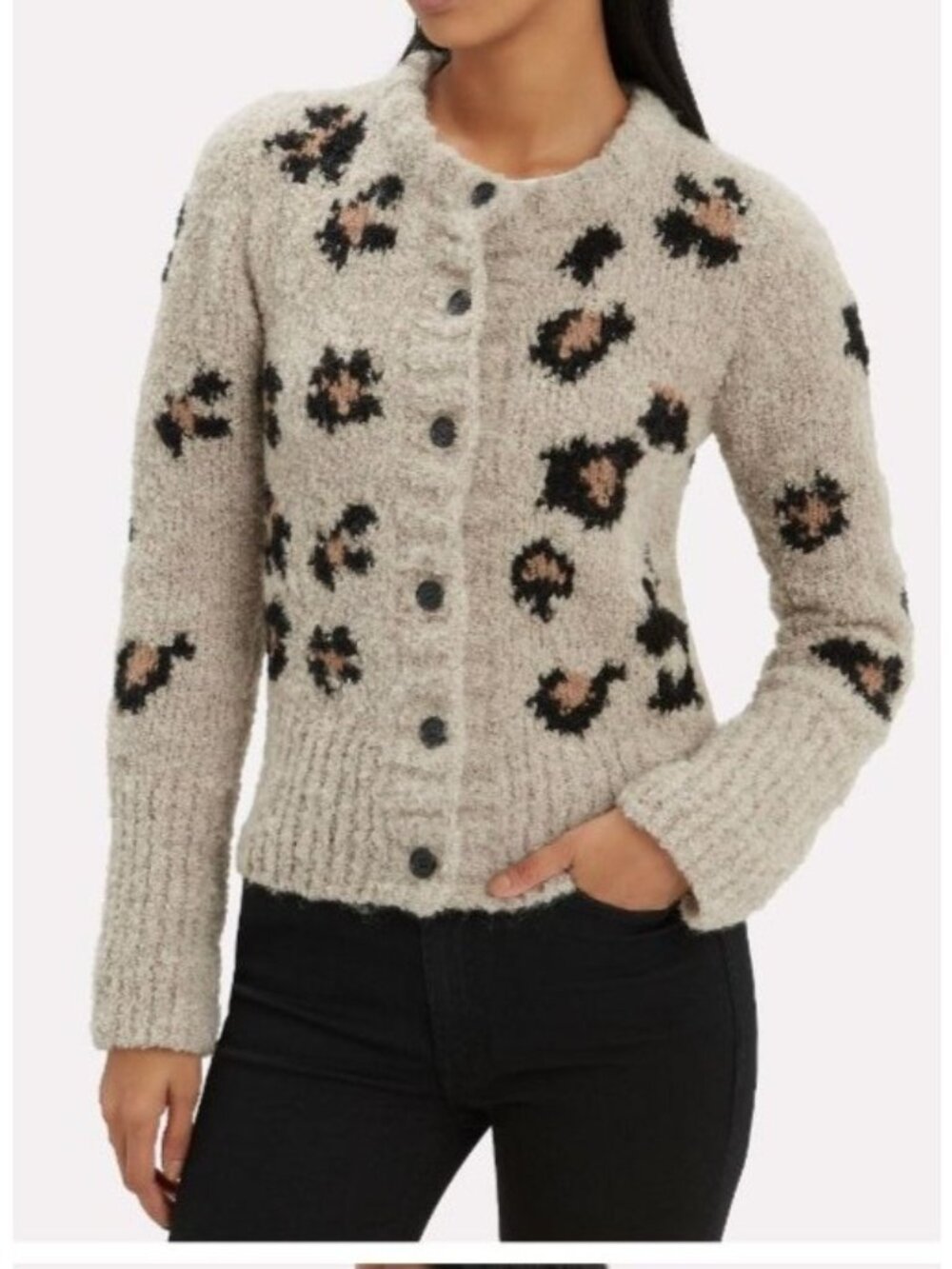 SMYTHE Leopard Chunky Cardigan Size Small